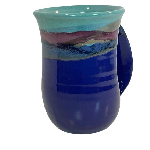 Neher Pottery Clay in Motion Hand Warmer Coffee Mug New Signed Right Handed 14oz - Picture 6 of 8